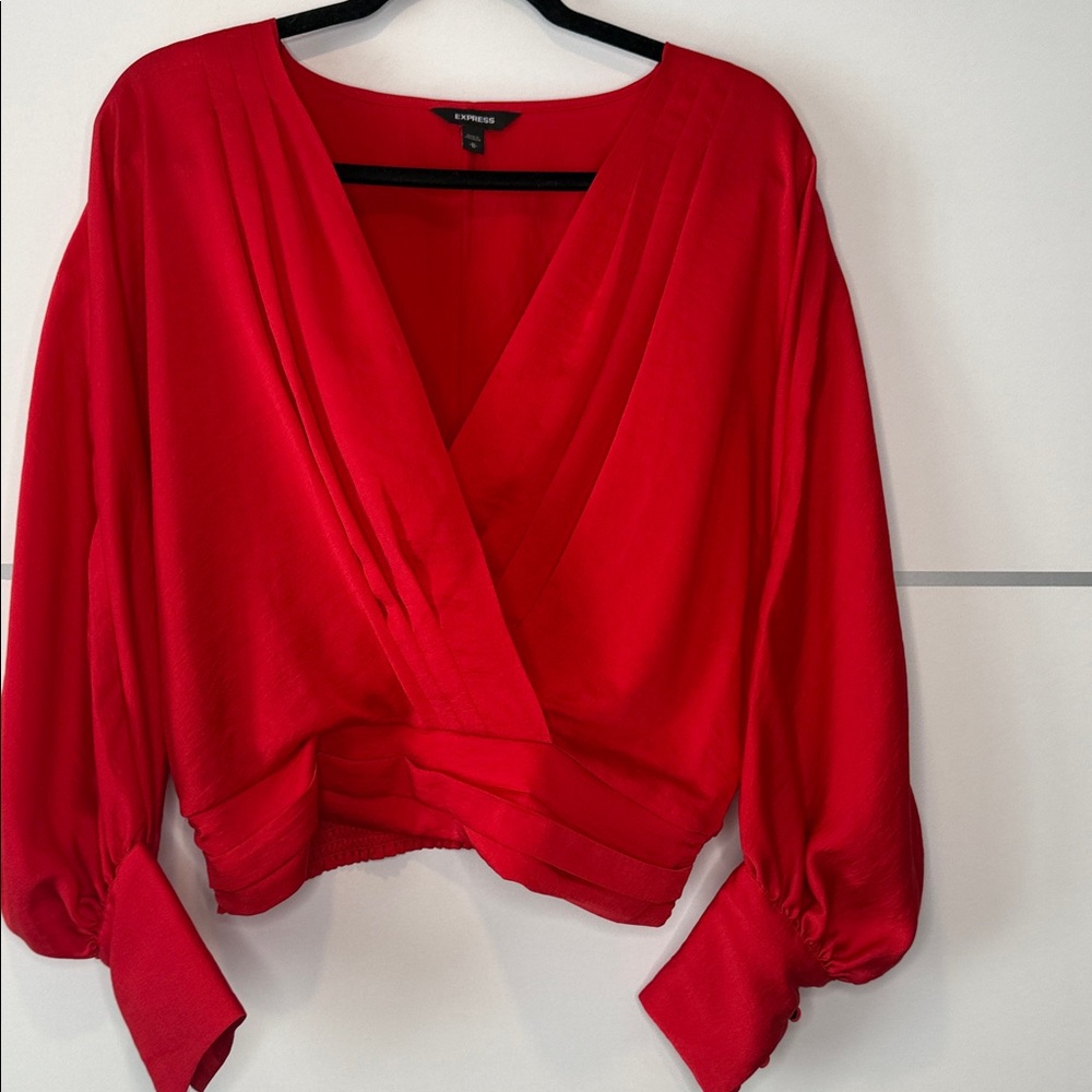 Express Vibrant Red Wrap Blouse